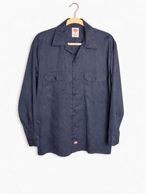 Dickies Navy Blue Work Shirt Men’s M Button Front Utility Workwear Garage